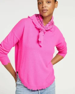 Kujten Sweaters & Sweatshirts>Round Neck Cashmere Sweater, 2-Threads Rose Neon