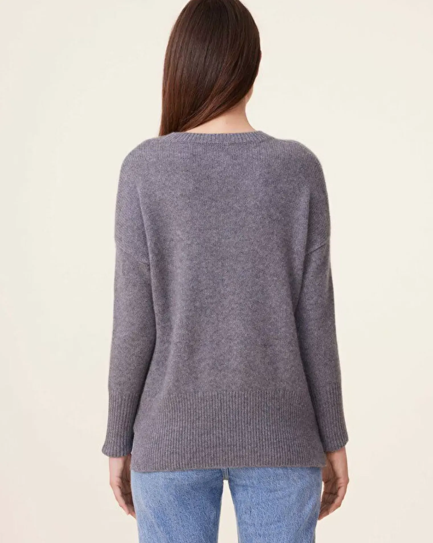 Kujten Sweaters & Sweatshirts>Round Neck Cashmere Sweater, 4-Threads Gris Flanelle
