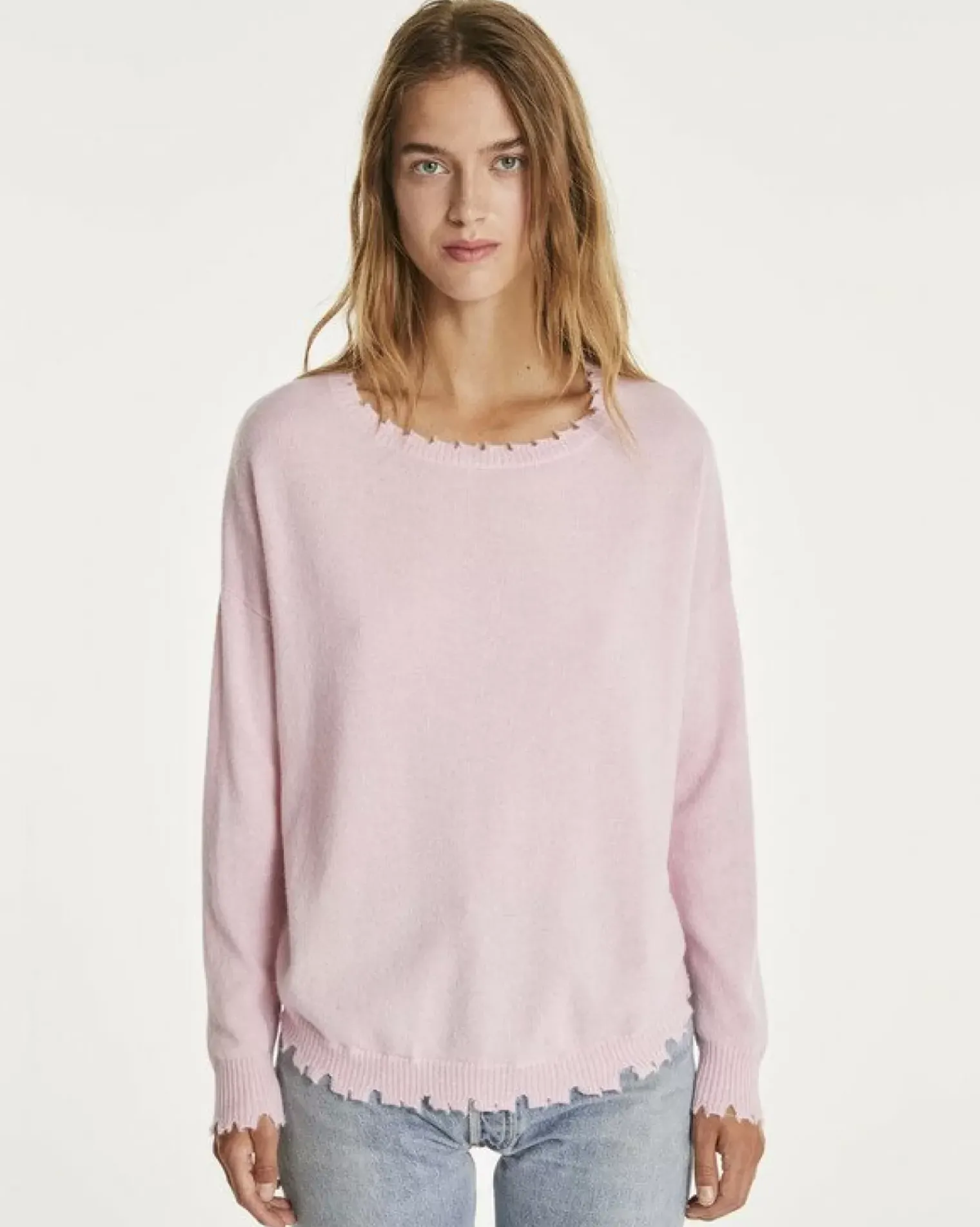 Kujten Sweaters & Sweatshirts>Round Neck Cashmere Sweater Candy Pink