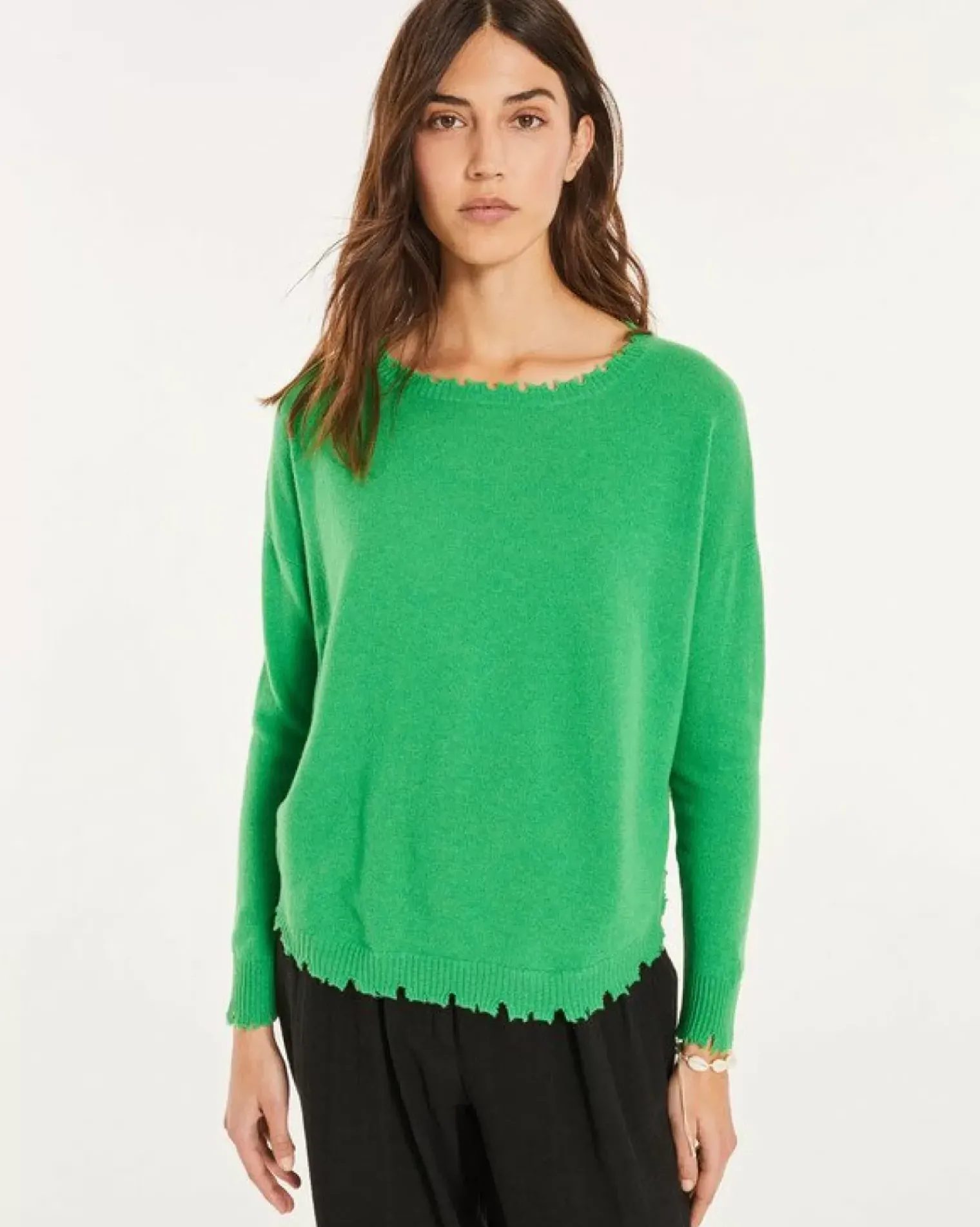 Kujten Sweaters & Sweatshirts>Round Neck Cashmere Sweater Vert Gazon