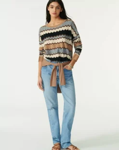 Kujten Sweaters & Sweatshirts>Round Neck Intarsia Cashmere Sweater Camelo