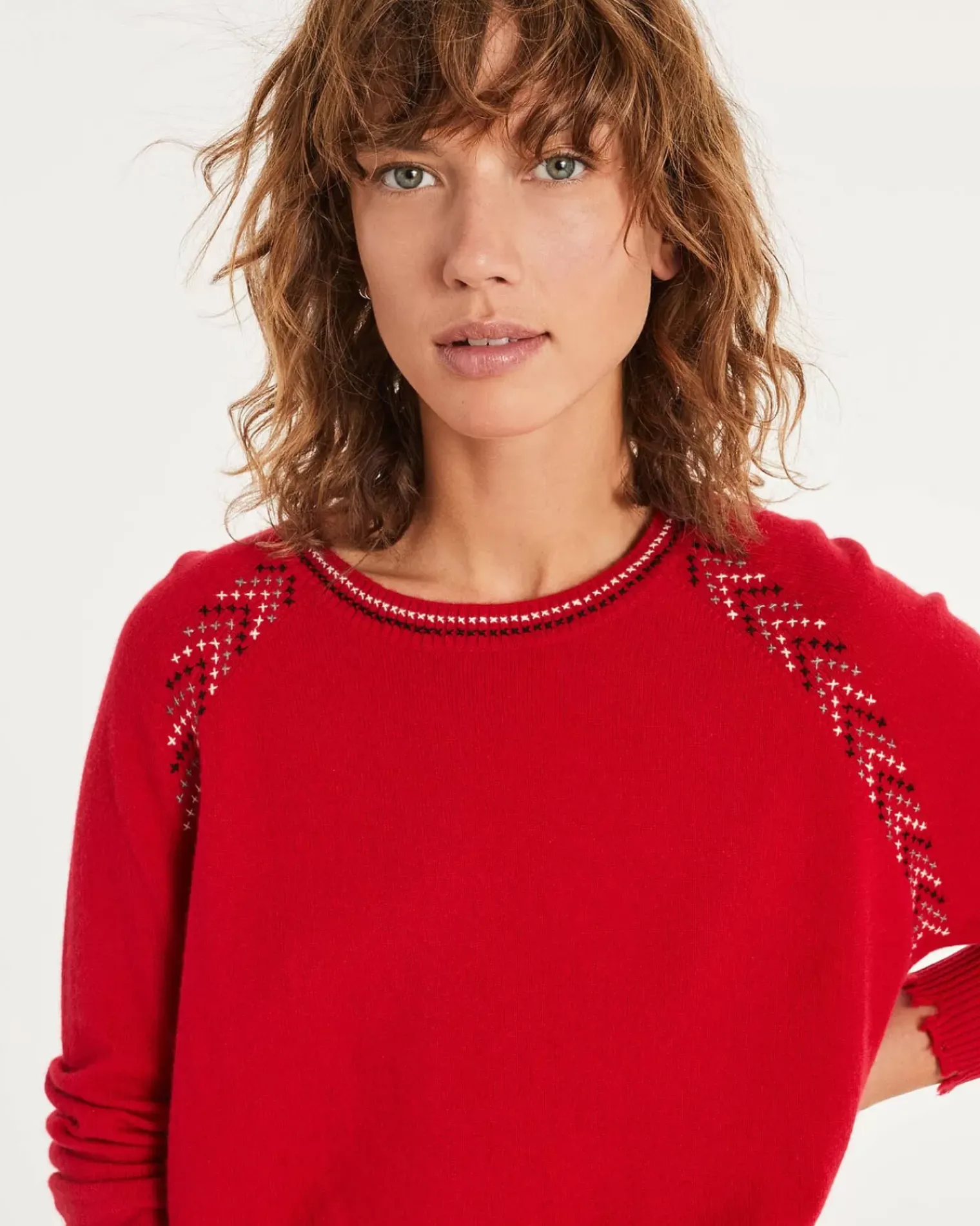 Kujten Sweaters & Sweatshirts>Round Neck Liquette Cashmere Sweater Rouge