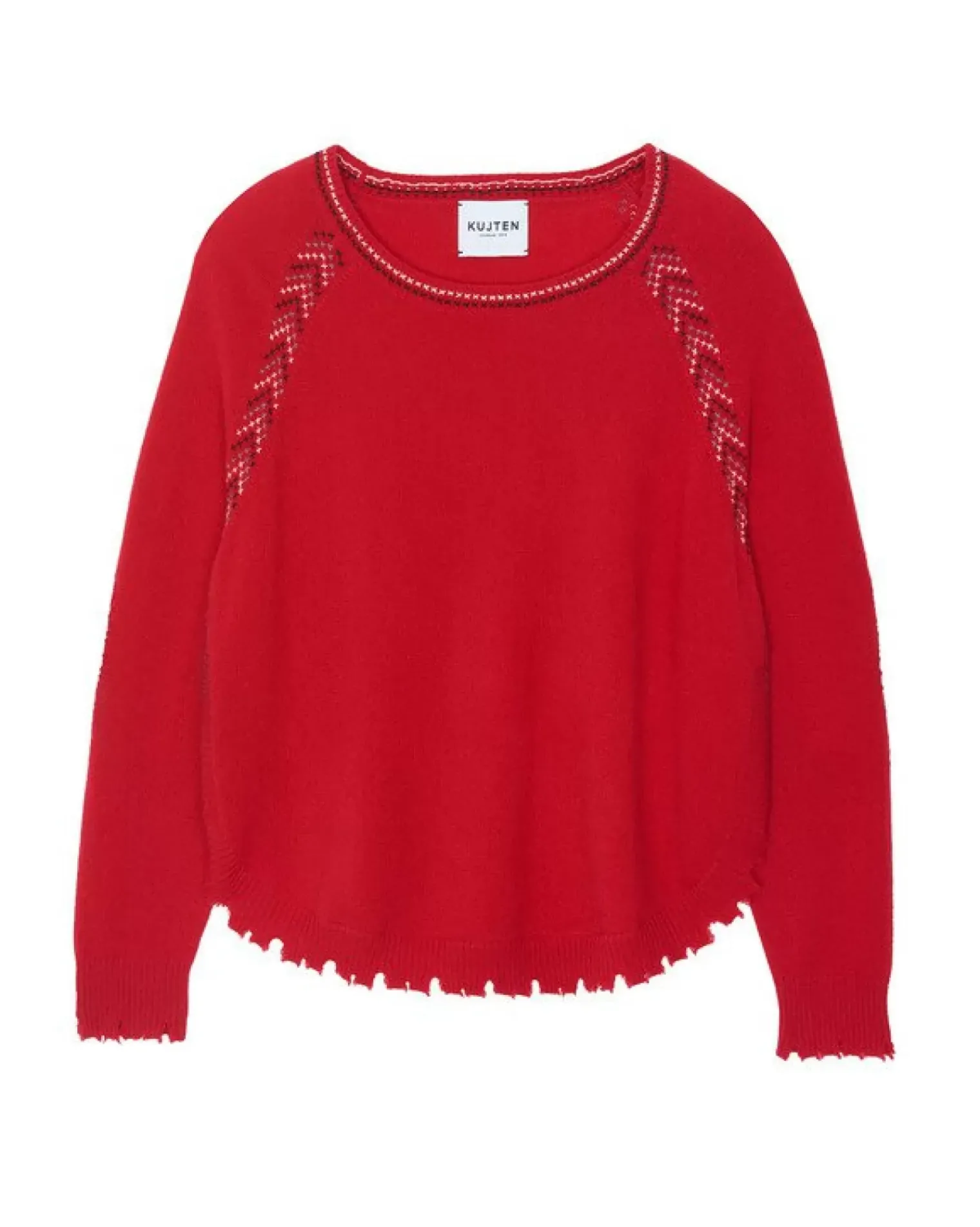 Kujten Sweaters & Sweatshirts>Round Neck Liquette Cashmere Sweater Rouge