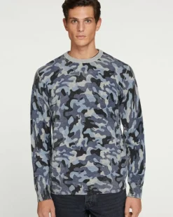 Kujten Sweaters & Sweatshirts>Round Neck Long Sleeve Sweater Bleu Camou