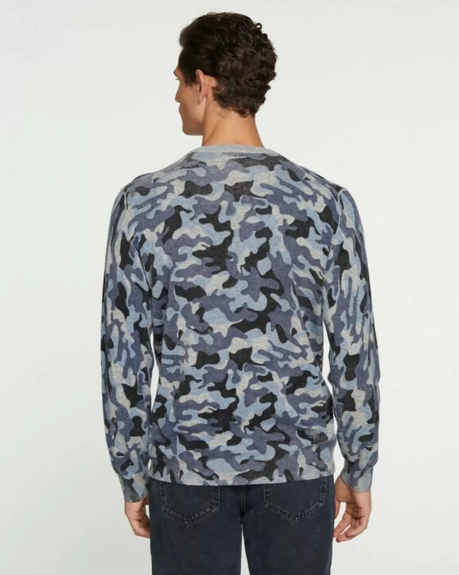 Kujten Sweaters & Sweatshirts>Round Neck Long Sleeve Sweater Bleu Camou