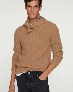 Kujten Sweaters & Sweatshirts>Round Neck Long Sleeve Sweater Camelo