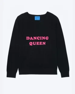 Kujten Sweaters & Sweatshirts>Round Neck Long Sleeves Cashmere Sweater Noir - Rose Fluo