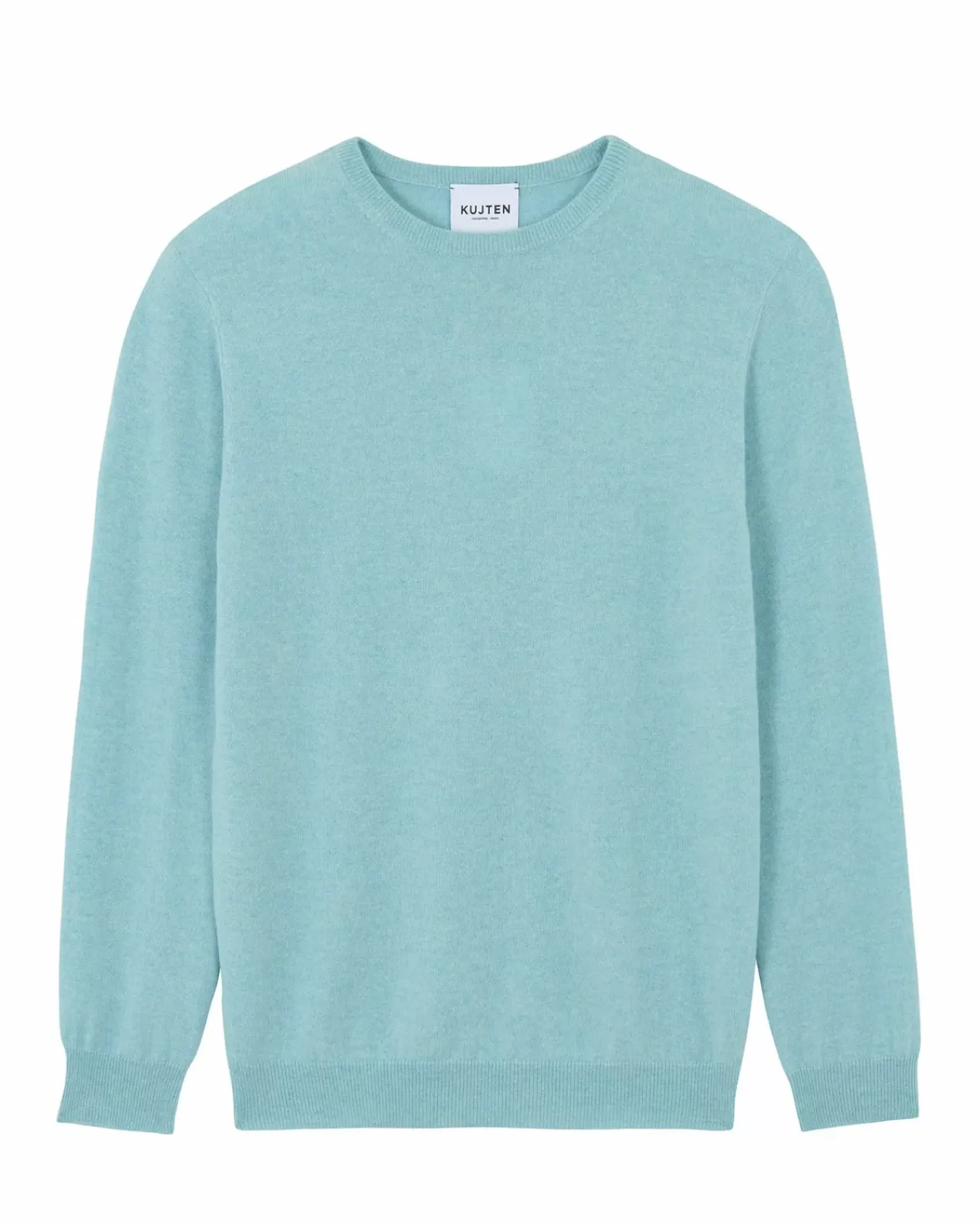 Kujten Sweaters & Sweatshirts>Round Neck Long Sleeves Cashmere Sweater Turquoise Pacific