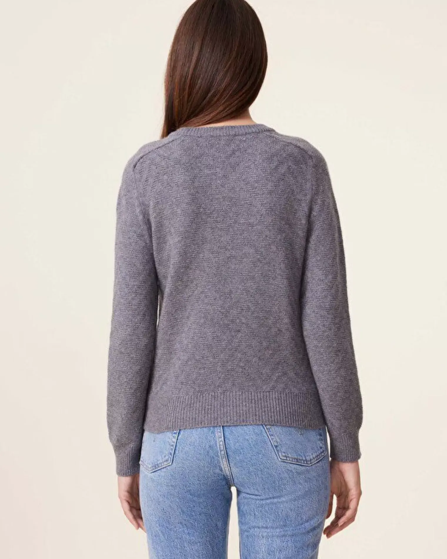 Kujten Sweaters & Sweatshirts>Round-Neck Cashmere Sweater, 4-Threads Gris Flanelle