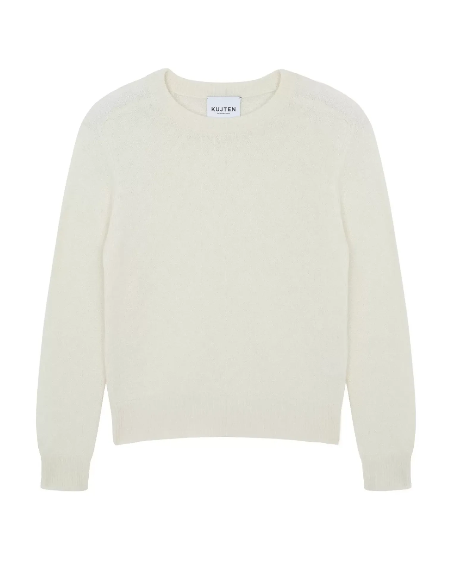 Kujten Sweaters & Sweatshirts>Round-Neck Cashmere Sweater, 4-Threads Blanc