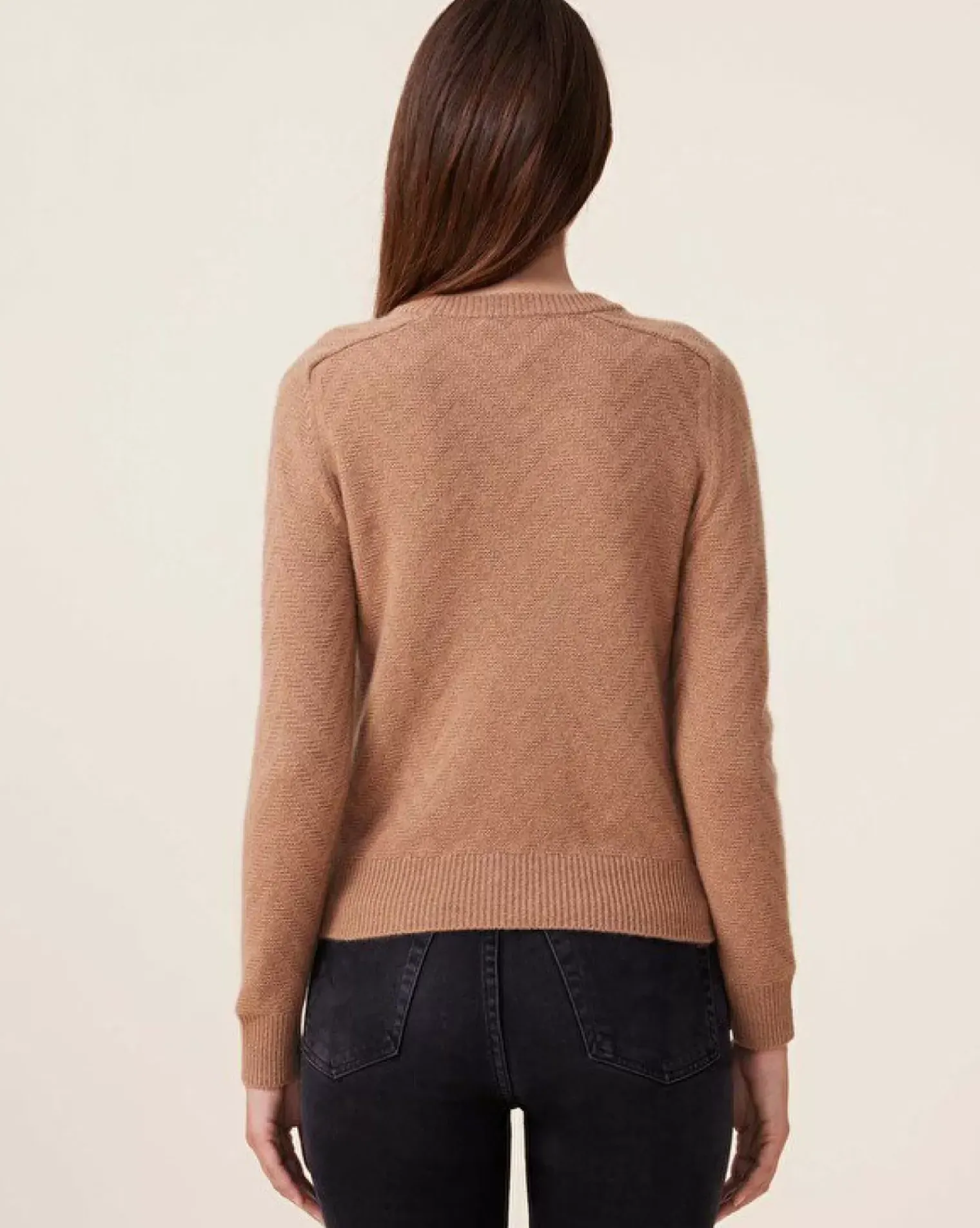 Kujten Sweaters & Sweatshirts>Round-Neck Cashmere Sweater, 4-Threads Camelo