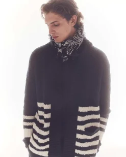 Kujten Jackets & Vests>Shawl Neck Cashmere Cardigan, 10-Threads Bleu Marine Fonce