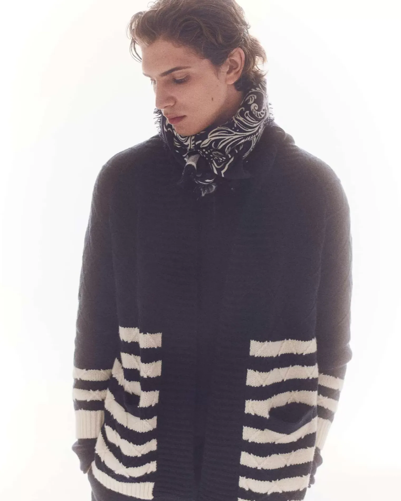 Kujten Jackets & Vests>Shawl Neck Cashmere Cardigan, 10-Threads Bleu Marine Fonce