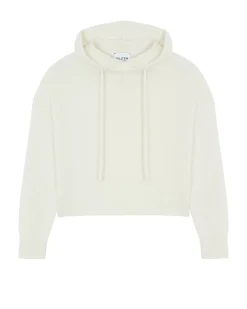 Kujten Hoodies>Short Hooded Cashmere Sweater, 6-Threads Blanc