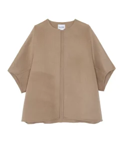 Kujten Capes & Ponchos>Short Kimono Cashmere Cape Camelo