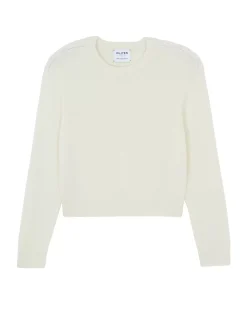 Kujten Sweaters & Sweatshirts>Short Round Neck Cashmere Sweater, 6-Threads Blanc