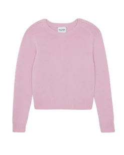 Kujten Sweaters & Sweatshirts>Short Round Neck Cashmere Sweater, 6-Threads Candy Pink