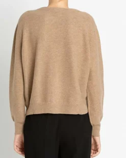 Kujten Jackets & Vests>Short V-Neck Cashmere Cardigan Beige Chameau