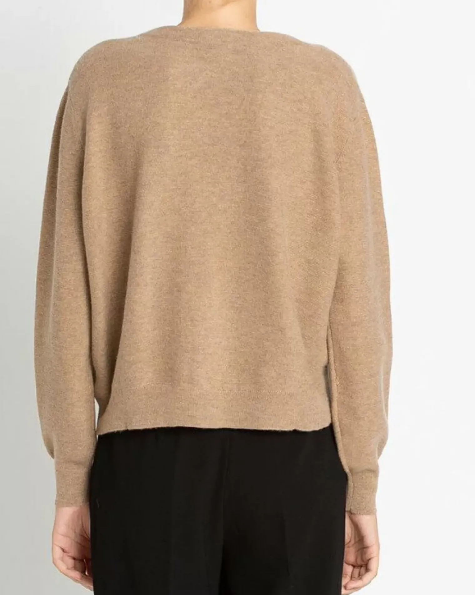Kujten Jackets & Vests>Short V-Neck Cashmere Cardigan Beige Chameau