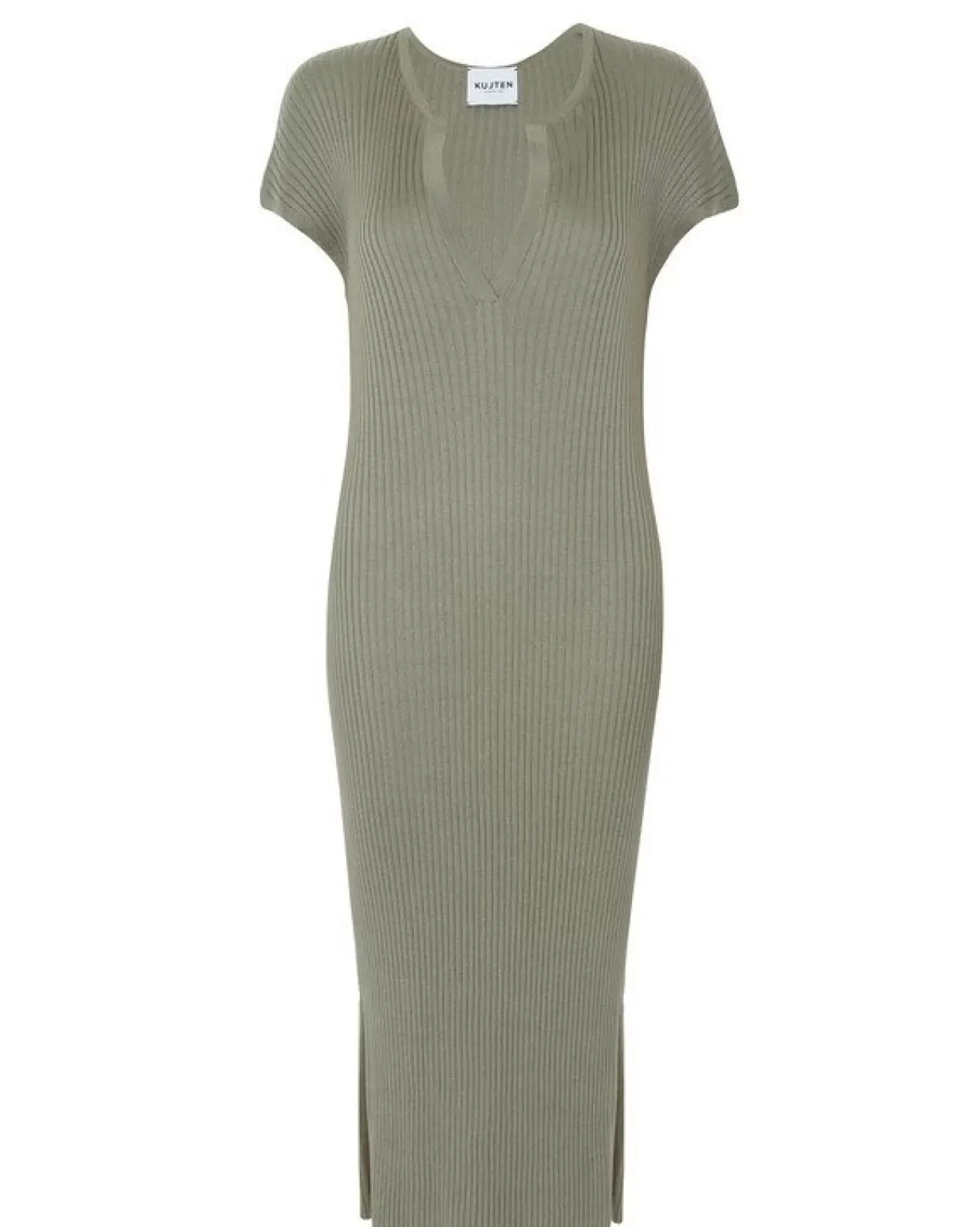Kujten Dresses & Skirts>Silk-Cashmere Djellaba Dress Kaki Chine