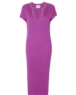 Kujten Dresses & Skirts>Silk-Cashmere Djellaba Dress Violet India