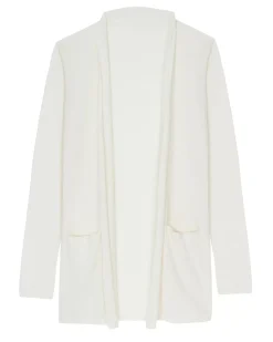 Kujten Jackets & Vests>Silk-Cashmere Long Sleeve Jacket Blanc