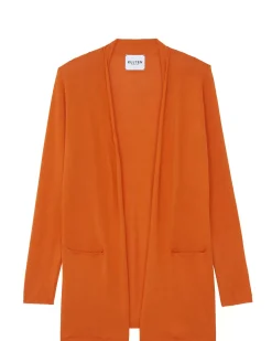 Kujten Jackets & Vests>Silk-Cashmere Long Sleeve Jacket Orange India