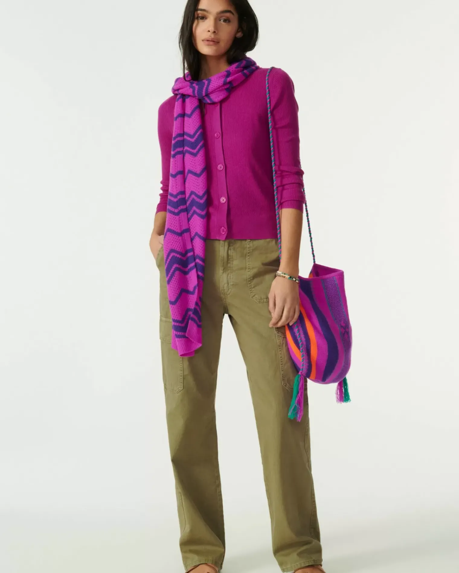 Kujten Jackets & Vests>Silk-Cashmere Short Cardigan Violet India