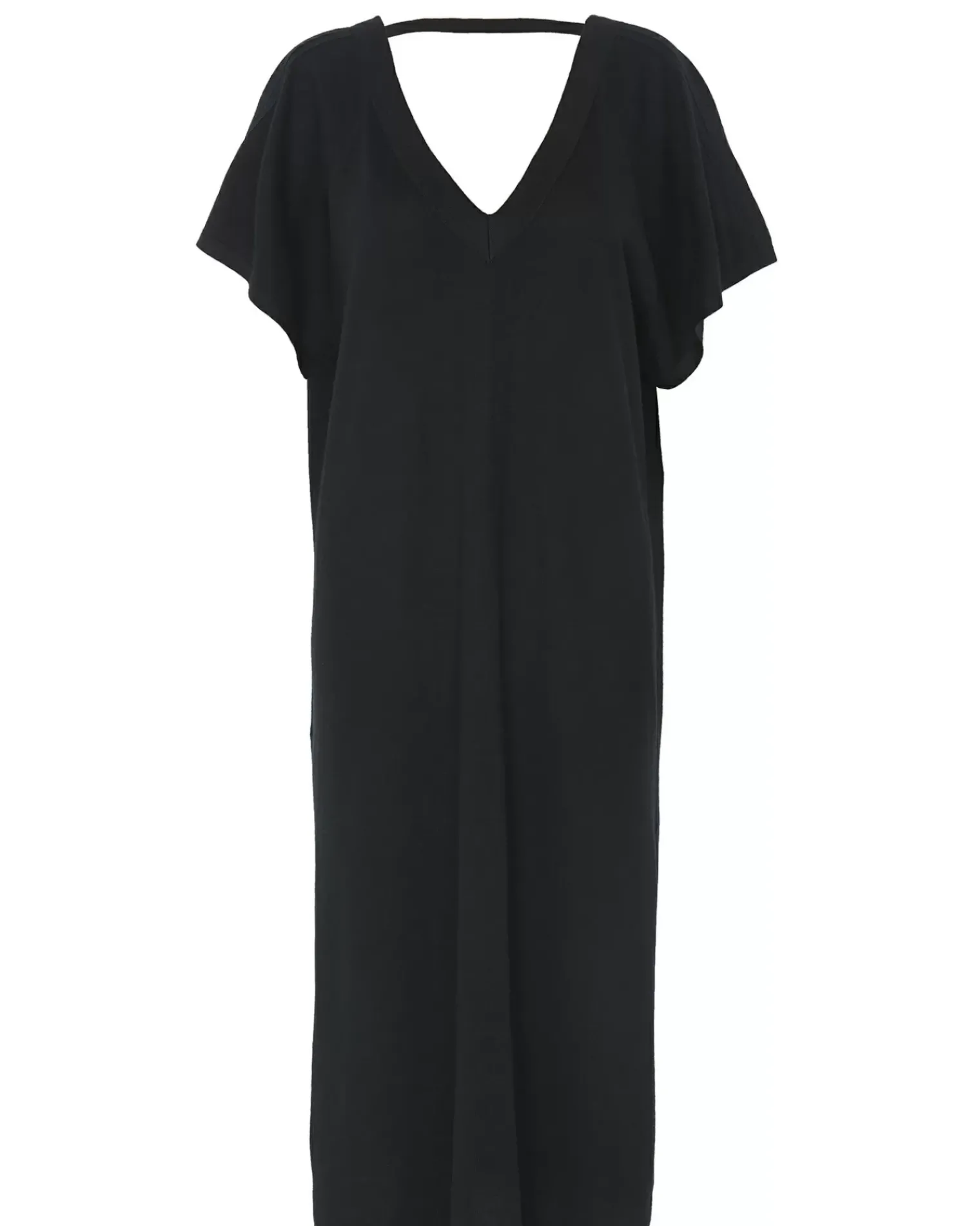 Kujten Dresses & Skirts>Silk-Cashmere V Collar Oversized Dress Noir