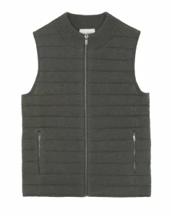 Kujten Coats>Sleeveless Cashmere Jacket Kaki Fonce