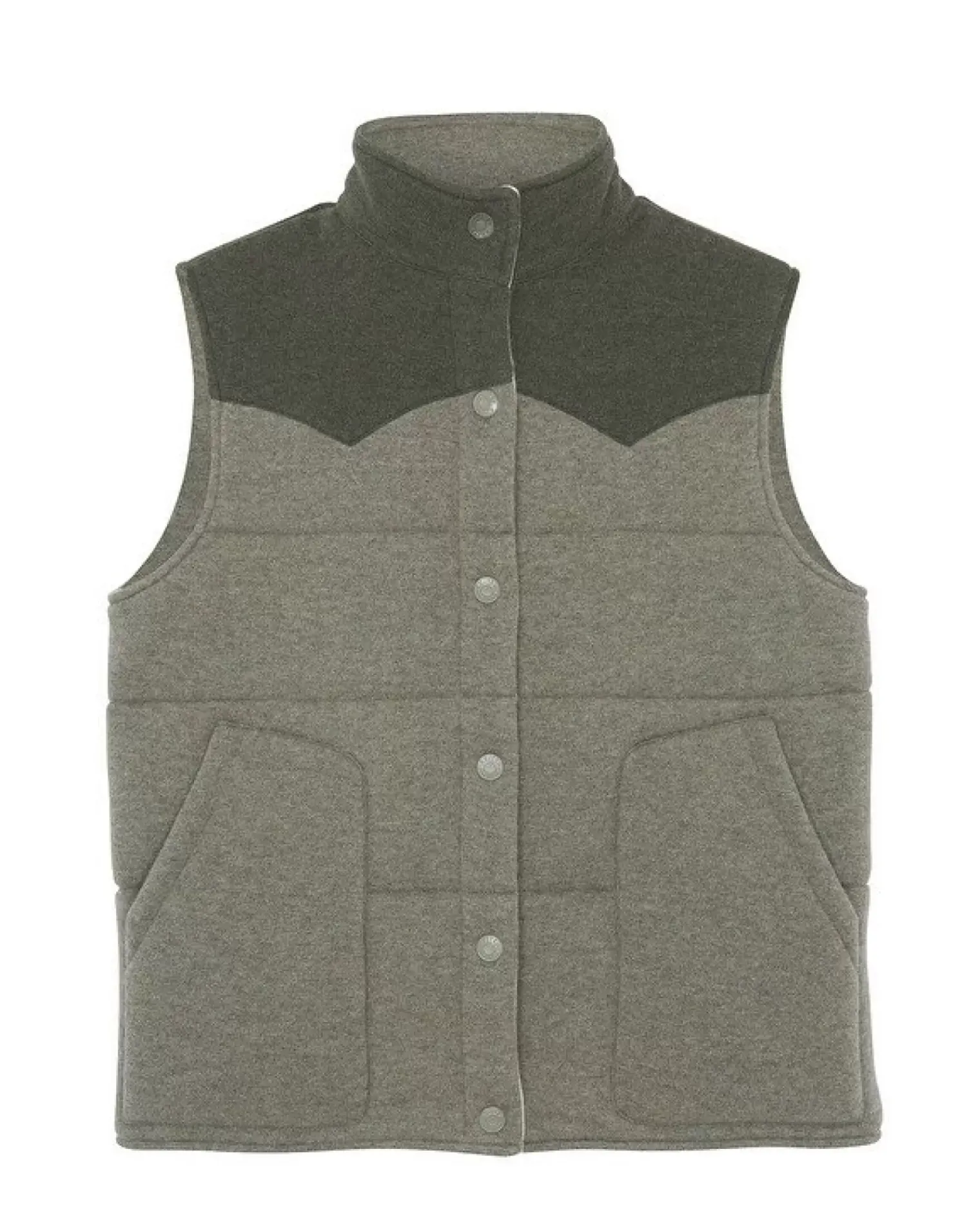 Kujten Coats>Sleeveless Cashmere Puffer Jacket, 2-Threads Kaki Chine