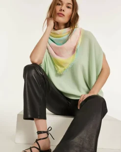 Kujten Sweaters & Sweatshirts>Sleeveless Oversized Woman V-Neck Cashmere Sweater Jade