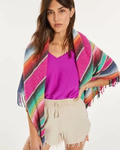 Kujten Sweaters & Sweatshirts>Sleeveless Oversized Woman V-Neck Cashmere Sweater Violet Fluo