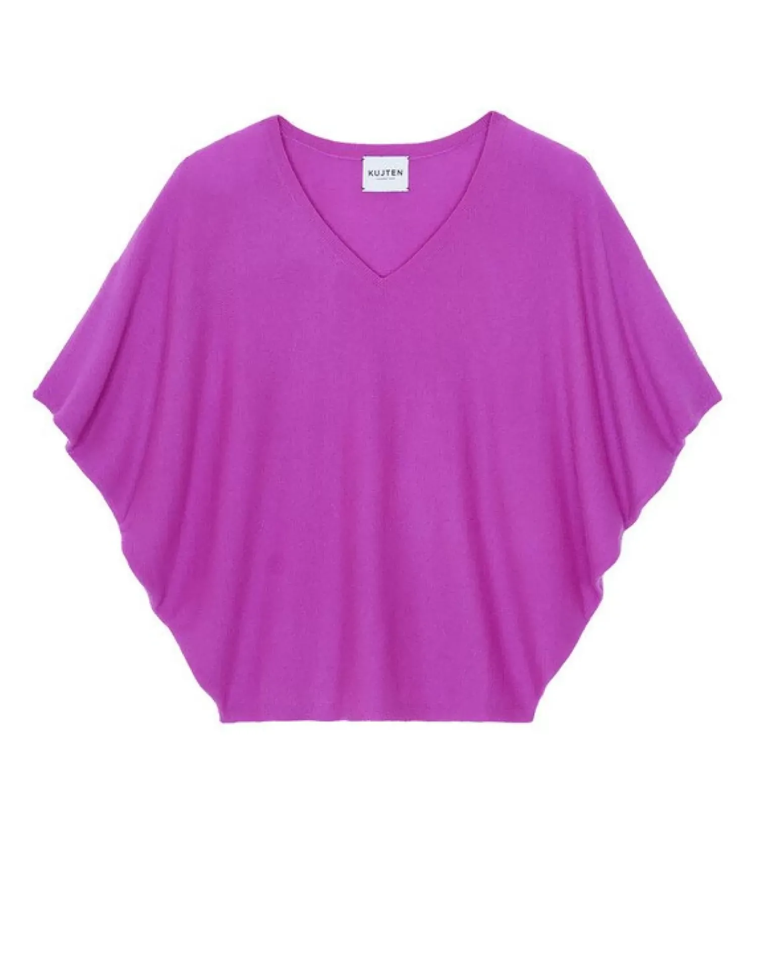 Kujten Sweaters & Sweatshirts>Sleeveless Oversized Woman V-Neck Cashmere Sweater Violet Fluo