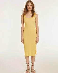 Kujten Dresses & Skirts>Sleeveless Silk & Cashmere Long Dress Jaune Clair