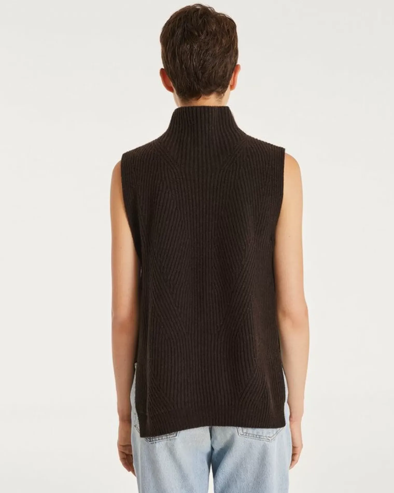 Kujten Sweaters & Sweatshirts>Sleeveless Turtleneck Cashmere Sweater Marron
