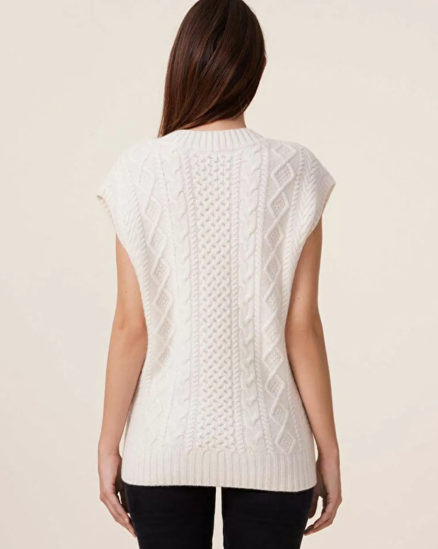 Kujten Sweaters & Sweatshirts>Sleeveless V-Neck Cashmere Sweater, 8-Threads Blanc