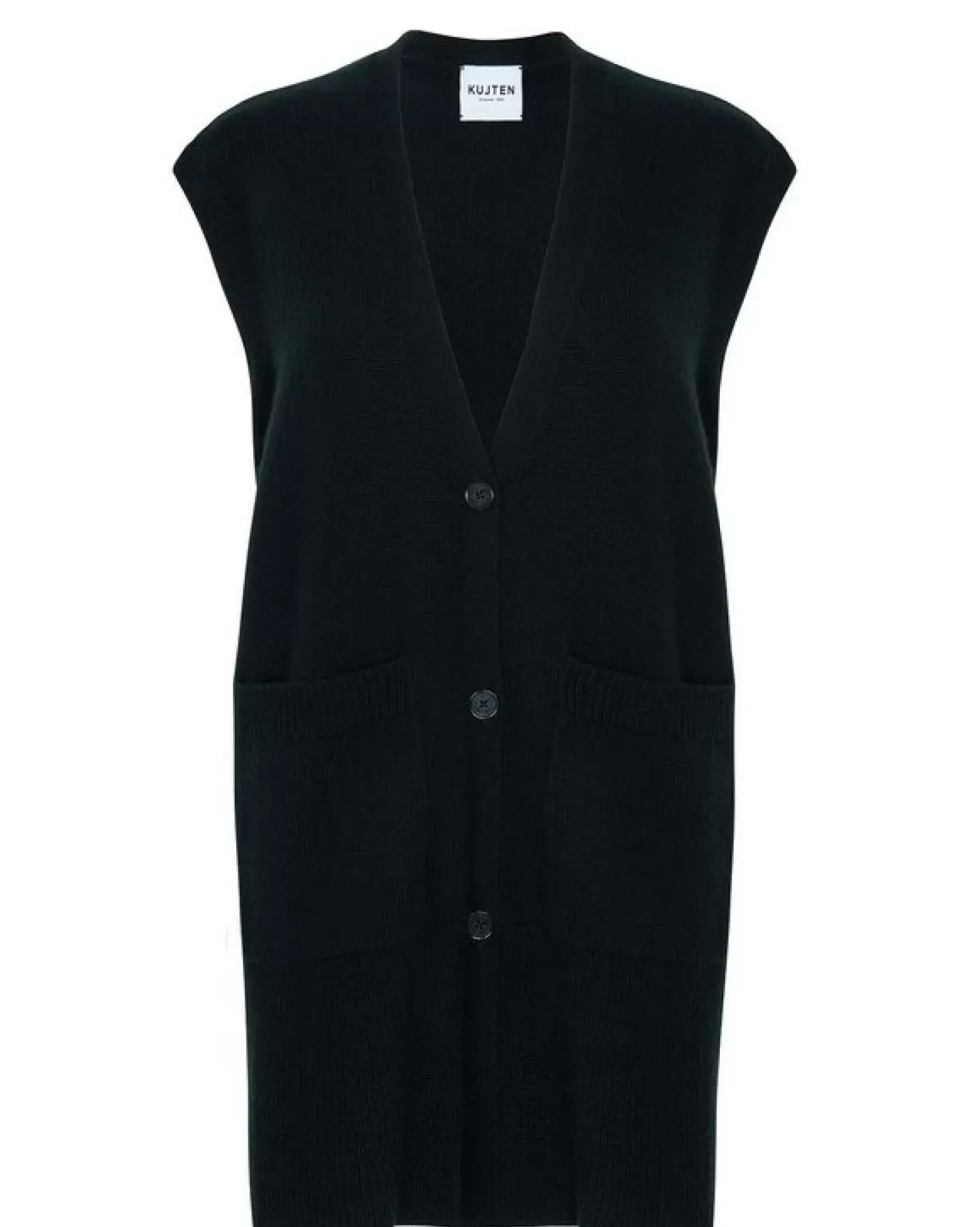 Kujten Jackets & Vests>Sleeveless V-Neck Cashmere Cardigan Noir
