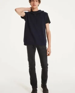 Kujten Sweaters & Sweatshirts>Sleeveless Zipped Cashmere Sweatshirt Bleu Marine Fonce