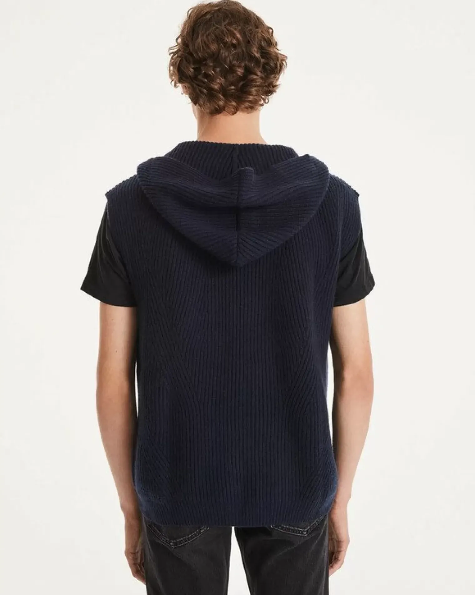 Kujten Sweaters & Sweatshirts>Sleeveless Zipped Cashmere Sweatshirt Bleu Marine Fonce