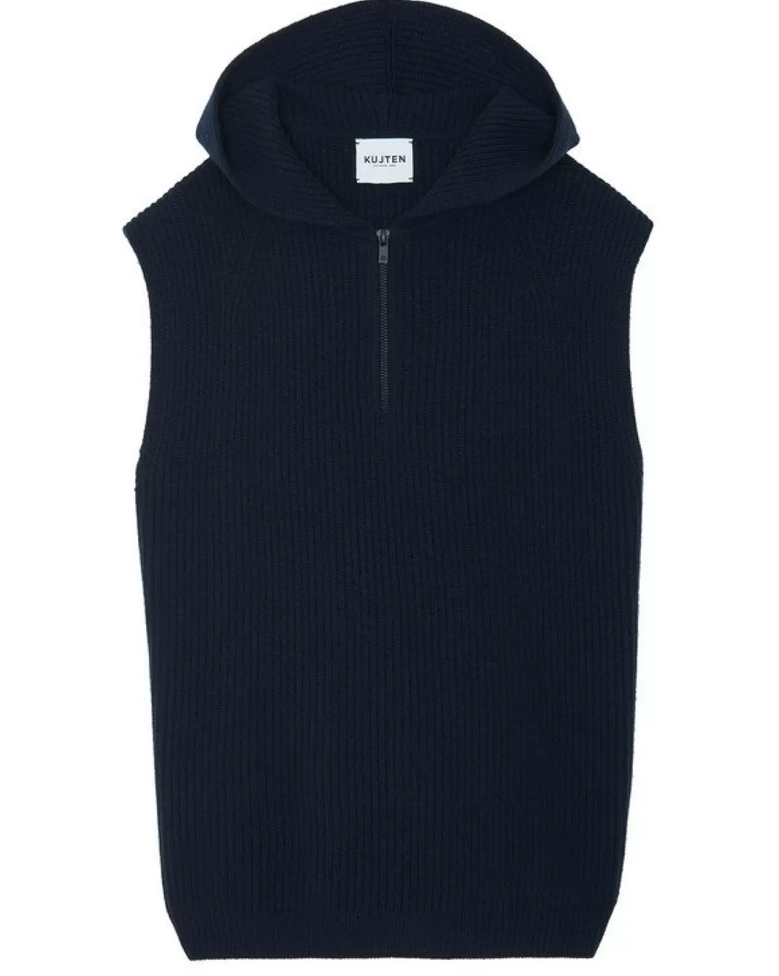 Kujten Sweaters & Sweatshirts>Sleeveless Zipped Cashmere Sweatshirt Bleu Marine Fonce