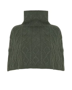 Kujten Scarves & Snoods>Sleevless Cashmere Shoulder Shrug Kaki Fonce