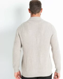 Kujten Jackets & Vests>Straight Shawl Collar Cashmere Cardigan Beige Sable