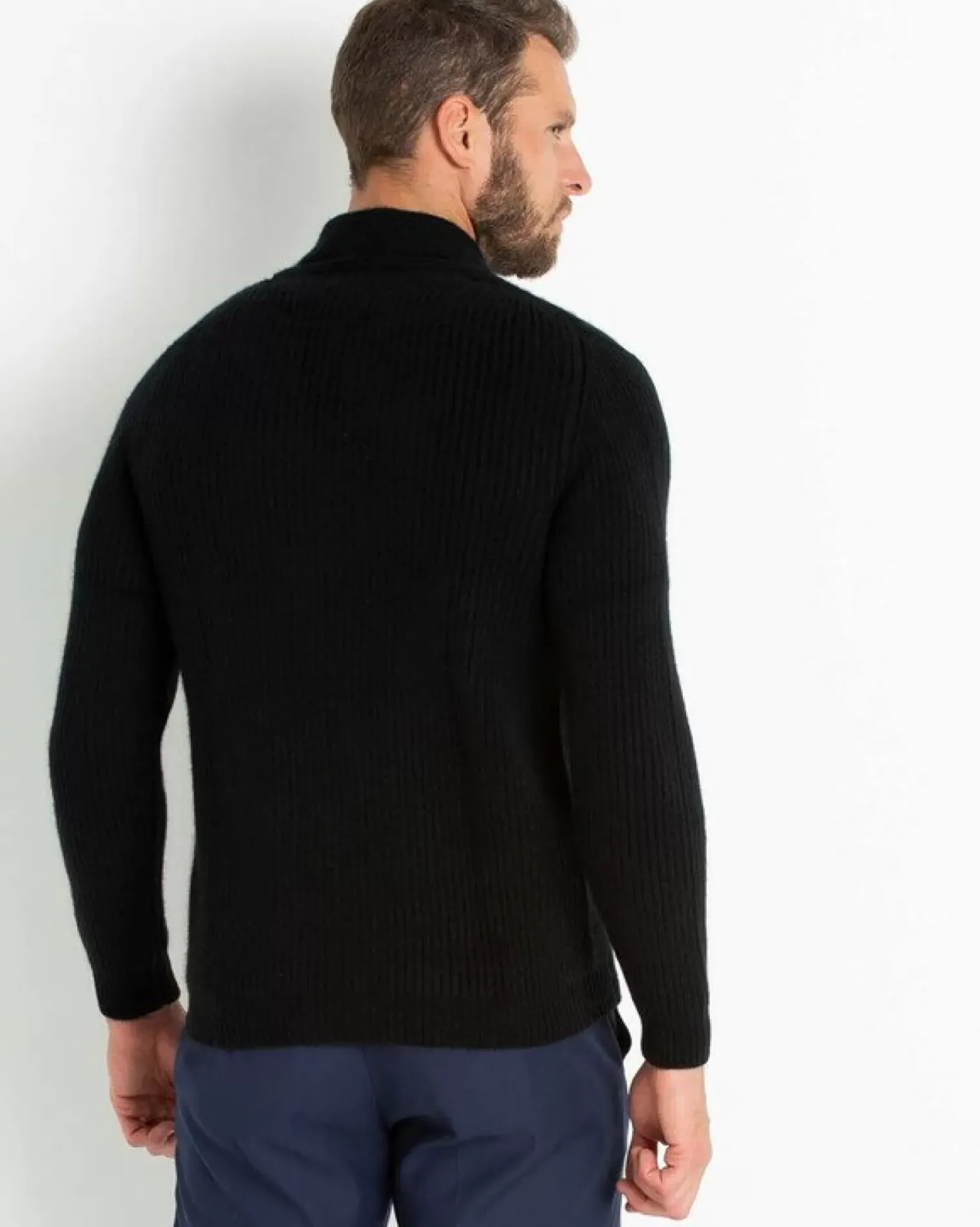 Kujten Jackets & Vests>Straight Shawl Collar Cashmere Cardigan Noir