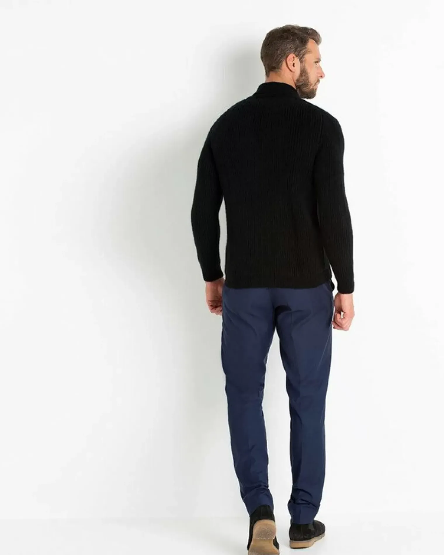 Kujten Jackets & Vests>Straight Shawl Collar Cashmere Cardigan Noir