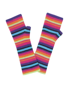 Kujten Gloves & Mittens>Striped Cashmere Mittens, 2-Threads Multicolore