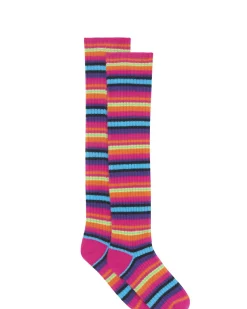 Kujten Socks & Leg Warmers>Striped Cashmere Socks, 2-Threads Multicolore