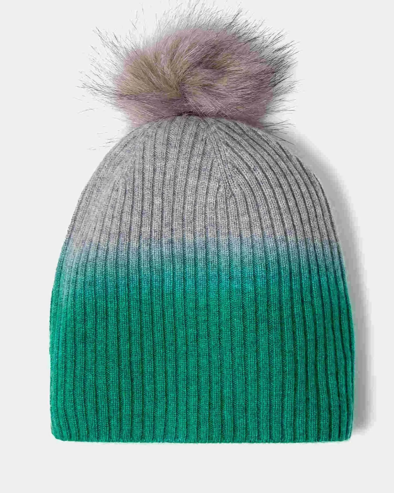 Kujten Hats & Headbands>Tie & Dye Cashmere Pompom Hat Vert Emeraude