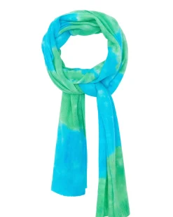 Kujten Scarves & Snoods>Tie & Dye Loose Tension Cashmere Scarf Bleu Turquoise