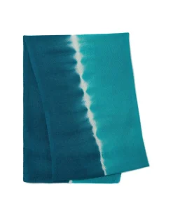 Kujten Scarves & Snoods>Tie & Dye Off-Gauge Cashmere Scarf Turquoise Pacific